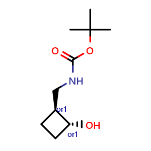 Chemical structure of trans-2-[(Boc-amino)methyl]cyclobutanol , CAS 2580098-78-6, AChemBlock AD272466