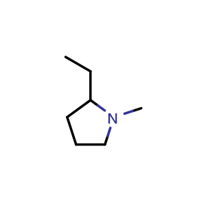 Chemical structure of 2-Ethyl-1-methylpyrrolidine , CAS 26158-82-7, AChemBlock AD272467