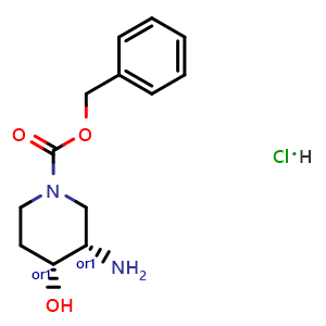 Chemical structure of cis-3-Amino-1-cbz-piperidin-4-ol hydrochloride , CAS 2656418-20-9, AChemBlock AD272472