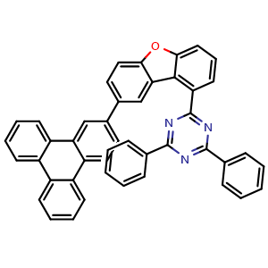 Chemical structure of 2,4-Diphenyl-6-[8-(triphenylen-2-yl)dibenzo[b,d]furan-1-yl]-1,3,5-triazine , CAS 2173542-23-7, AChemBlock AD272474