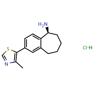 Chemical structure of (S)-2-(4-Methyl-5-thiazolyl)-6,7,8,9-tetrahydro-5H-benzo[7]annulen-5-amine hydrochloride , CAS 2771069-78-2, AChemBlock AD272483