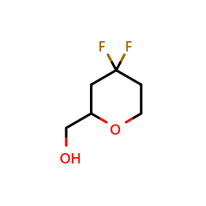 Chemical structure of (4,4-Difluorotetrahydro-2H-pyran-2-yl)methanol , CAS 2791312-35-9, AChemBlock AD272485