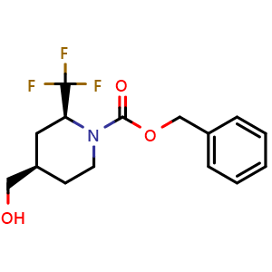 Chemical structure of [(2S,4R)-1-Cbz-2-(trifluoromethyl)-4-piperidyl]methanol , CAS 2803406-51-9, AChemBlock AD272486