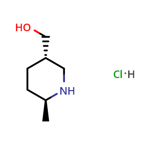 Chemical structure of [(3S,6S)-6-Methyl-3-piperidyl]methanol hydrochloride , CAS 2860566-76-1, AChemBlock AD272490