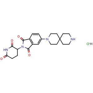 Chemical structure of 2-(2,6-Dioxo-3-piperidyl)-5-(3,9-diazaspiro[5.5]undecan-3-yl)isoindoline-1,3-dione hydrochloride , CAS 2956496-01-6, AChemBlock AD272498