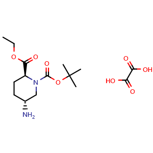 Chemical structure of Ethyl (2S,5R)-5-amino-1-Boc-piperidine-2-carboxylate oxalate , CAS 2994681-86-4, AChemBlock AD272501