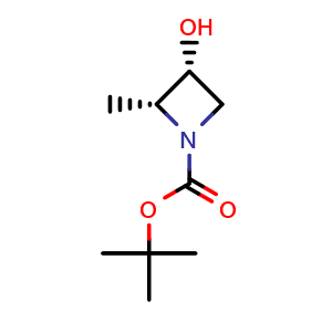 Chemical structure of cis-1-Boc-2-methylazetidin-3-ol , CAS 3006992-43-1, AChemBlock AD272502