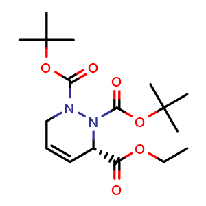 Chemical structure of Ethyl (S)-1,2-Di-Boc-1,2,3,6-tetrahydropyridazine-3-carboxylate , CAS 3034241-23-8, AChemBlock AD272507