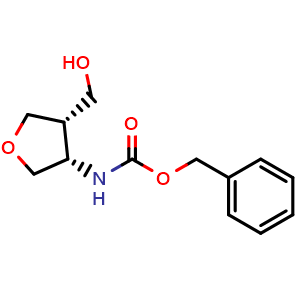 Chemical structure of [(3S,4S)-4-(Cbz-amino)tetrahydrofuran-3-yl]methanol , CAS 3057225-33-6, AChemBlock AD272510