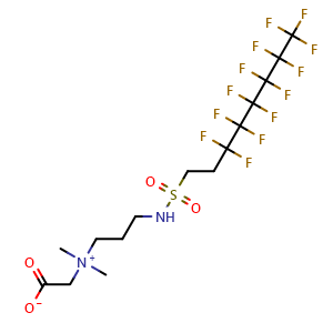 Chemical structure of 2-[Dimethyl[3-(3,3,4,4,5,5,6,6,7,7,8,8,8-tridecafluorooctylsulfonamido)propyl]ammonio]acetate , CAS 34455-29-3, AChemBlock AD272514