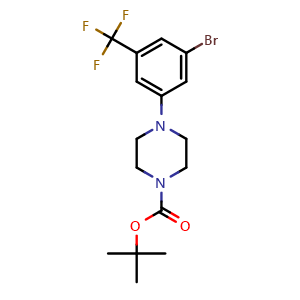 Chemical structure of 1-[3-Bromo-5-(trifluoromethyl)phenyl]-4-Boc-piperazine , CAS 444727-13-3, AChemBlock AD272518
