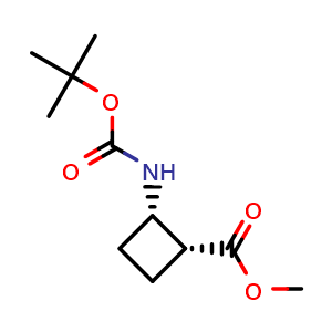 Chemical structure of Methyl (1R,2S)-rel-2-(Boc-amino)cyclobutanecarboxylate , CAS 951173-23-2, AChemBlock AD272544