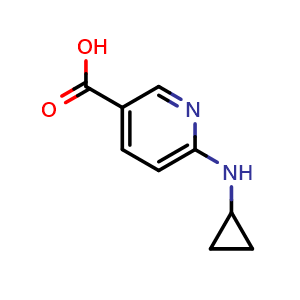 Chemical structure of 6-(cyclopropylamino)pyridine-3-carboxylic acid , CAS 960060-88-2, AChemBlock AD272545
