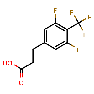 Chemical structure of 3,5-Difluoro-4-(trifluoromethyl)benzenepropanoic acid , CAS 1010389-96-4, AChemBlock AD272547
