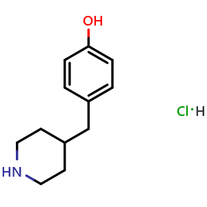 Chemical structure of 4-(4-Piperidinylmethyl)-phenol hydrochloride , CAS 1171849-90-3, AChemBlock AD272553
