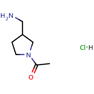 Chemical structure of 1-Acetyl-3-(aminomethyl)-pyrrolidine hydrochloride , CAS 1251055-48-7, AChemBlock AD272555