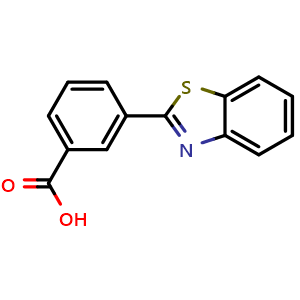 Chemical structure of 3-(2-Benzothiazolyl)benzoic acid , CAS 20000-52-6, AChemBlock AD272572