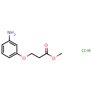 Chemical structure of Methyl 3-(3-aminophenoxy)propanoate hydrochloride , CAS 202874-80-4, AChemBlock AD272574