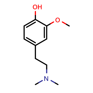 Chemical structure of 4-[2-(Dimethylamino)ethyl]-2-methoxyphenol , CAS 35266-63-8, AChemBlock AD272595