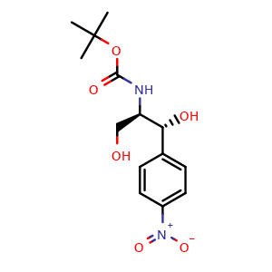 Chemical structure of (1R,2R)-2-(N-Boc-amino)-1-(4-nitrophenyl)-1,3-propanediol , CAS 366487-74-3, AChemBlock AD272596