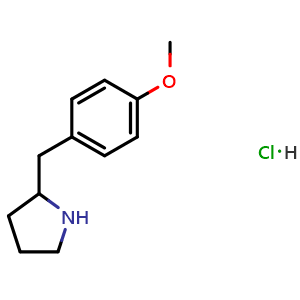 Chemical structure of 2-(4-Methoxybenzyl)pyrrolidine hydrochloride , CAS 66692-26-0, AChemBlock AD272606