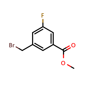 Chemical structure of Methyl 3-(bromomethyl)-5-fluorobenzoate , CAS 816449-87-3, AChemBlock AD272612