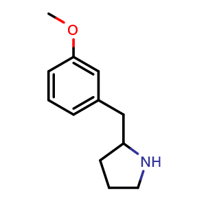Chemical structure of 2-(3-Methoxybenzyl)pyrrolidine , CAS 82589-41-1, AChemBlock AD272613