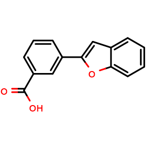 Chemical structure of 3-(2-Benzofuranyl)-benzoic acid , CAS 835595-07-8, AChemBlock AD272614