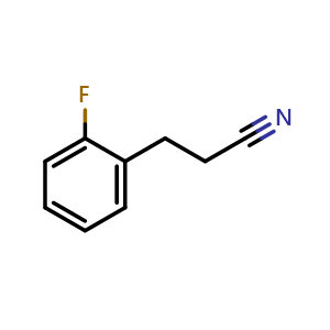 Chemical structure of 2-Fluorobenzenepropanenitrile , CAS 877149-83-2, AChemBlock AD272617