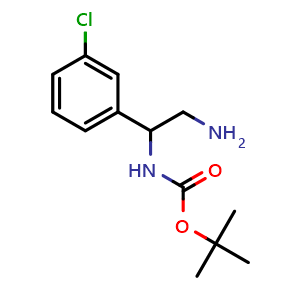 Chemical structure of tert-Butyl N-[2-amino-1-(3-chlorophenyl)ethyl]carbamate , CAS 926643-36-9, AChemBlock AD272619