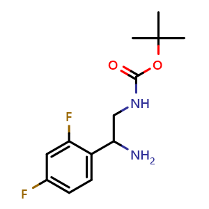 Chemical structure of tert-Butyl [2-amino-2-(2,4-difluorophenyl)ethyl]carbamate , CAS 939760-58-4, AChemBlock AD272620