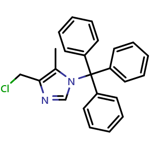 Chemical structure of 4-(chloromethyl)-5-methyl-1-trityl-1H-imidazole , CAS 106147-85-7, AChemBlock AD272636