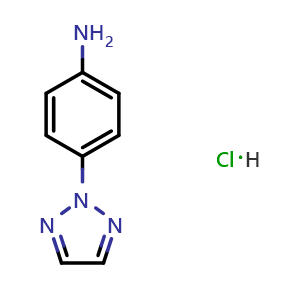 Chemical structure of 4-(2H-1,2,3-triazol-2-yl)aniline hydrochloride , CAS 1087712-11-5, AChemBlock AD272637