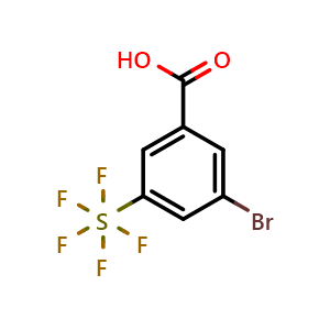 Chemical structure of 3-Bromo-5-(pentafluoro-λ6-sulfaneyl)benzoic acid , CAS 1180675-98-2, AChemBlock AD272640
