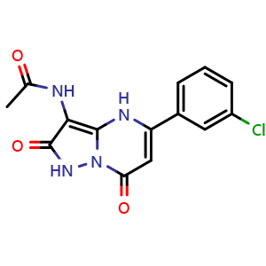 Chemical structure of N-(5-(3-chlorophenyl)-2,7-dioxo-1,2,4,7-tetrahydropyrazolo[1,5-a]pyrimidin-3-yl)acetamide , CAS 1257440-43-9, AChemBlock AD272646