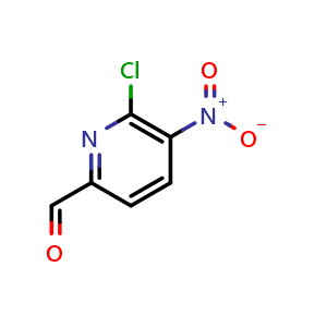Chemical structure of 6-Chloro-5-nitropicolinaldehyde , CAS 1289032-19-4, AChemBlock AD272647