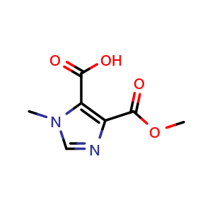 Chemical structure of 4-(methoxycarbonyl)-1-methyl-1H-imidazole-5-carboxylic acid , CAS 1426443-84-6, AChemBlock AD272655