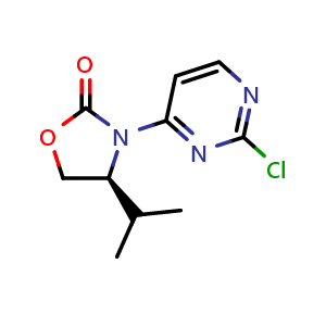 Chemical structure of (S)-3-(2-chloropyrimidin-4-yl)-4-isopropyloxazolidin-2-one , CAS 1429180-81-3, AChemBlock AD272657