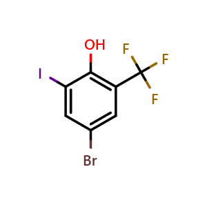 Chemical structure of 4-Bromo-2-iodo-6-(trifluoromethyl)phenol , CAS 1613050-29-5, AChemBlock AD272666