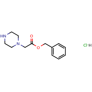 Chemical structure of benzyl 2-(piperazin-1-yl)acetate hydrochloride , CAS 164784-88-7, AChemBlock AD272670