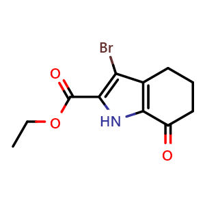 Chemical structure of ethyl 3-bromo-7-oxo-4,5,6,7-tetrahydro-1H-indole-2-carboxylate , CAS 174504-72-4, AChemBlock AD272673