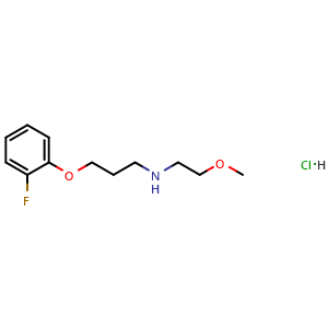 Chemical structure of 3-(2-fluorophenoxy)-N-(2-methoxyethyl)propan-1-amine hydrochloride , CAS 2070015-40-4, AChemBlock AD272680