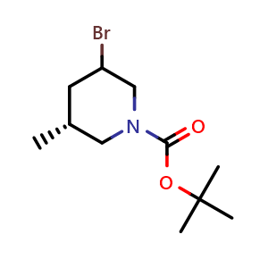 Chemical structure of tert-Butyl (5R)-3-bromo-5-methylpiperidine-1-carboxylate , CAS 2096990-27-9, AChemBlock AD272682