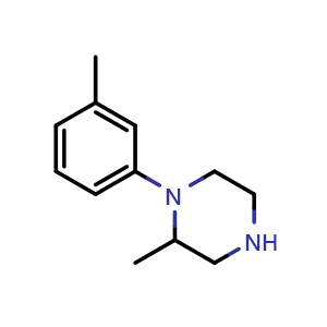 Chemical structure of 2-methyl-1-(m-tolyl)piperazine , CAS 35947-10-5, AChemBlock AD272697
