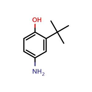 Chemical structure of 4-amino-2-(tert-Butyl)phenol , CAS 4151-62-6, AChemBlock AD272701