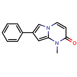 Chemical structure of 1-Methyl-7-phenylpyrrolo[1,2-a]pyrimidin-2(1H)-one , CAS 61900-80-9, AChemBlock AD272711