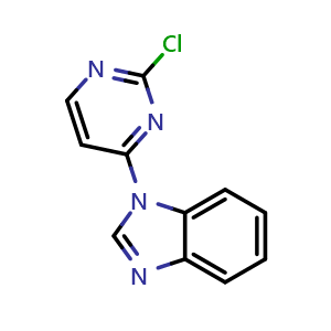 Chemical structure of 1-(2-chloropyrimidin-4-yl)-1H-benzo[d]imidazole , CAS 710328-94-2, AChemBlock AD272716