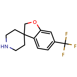 Chemical structure of 6-(trifluoromethyl)-2H-spiro[benzofuran-3,4'-piperidine] , CAS 721958-57-2, AChemBlock AD272717