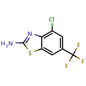 Chemical structure of 4-chloro-6-(trifluoromethyl)benzo[d]thiazol-2-amine , CAS 791595-83-0, AChemBlock AD272720