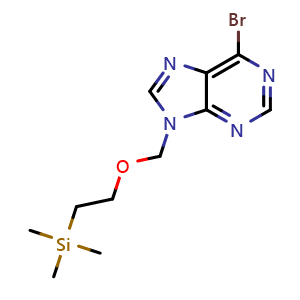 Chemical structure of 6-Bromo-9-((2-(trimethylsilyl)ethoxy)methyl)-9H-purine , CAS 870280-82-3, AChemBlock AD272723